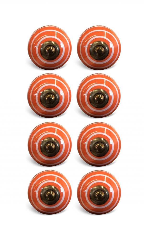 1.5" X 1.5" X 1.5" Bronze White And Orange  Knobs 8 Pack HomeRoots