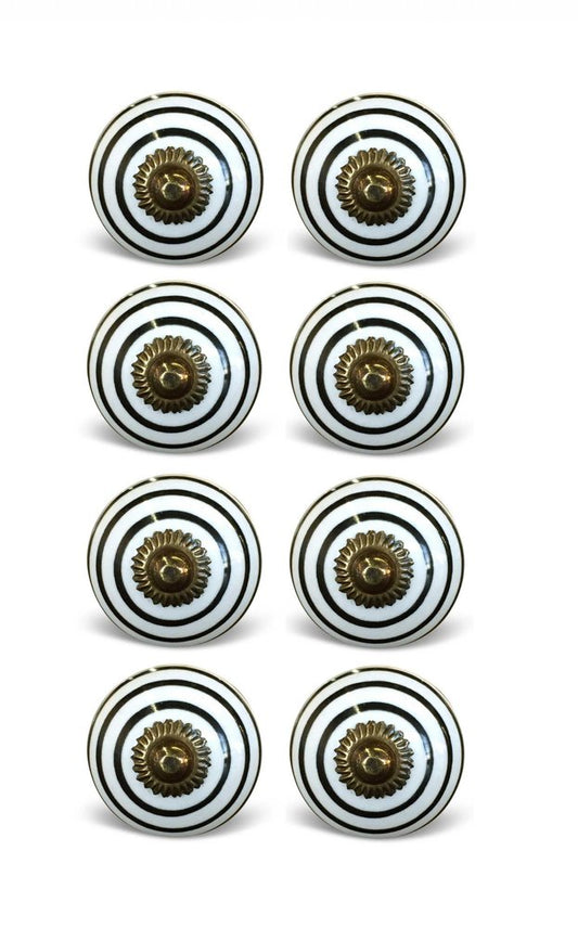1.5" X 1.5" X 1.5" Hues Of Bronze White And Black  Knobs 8 Pack HomeRoots