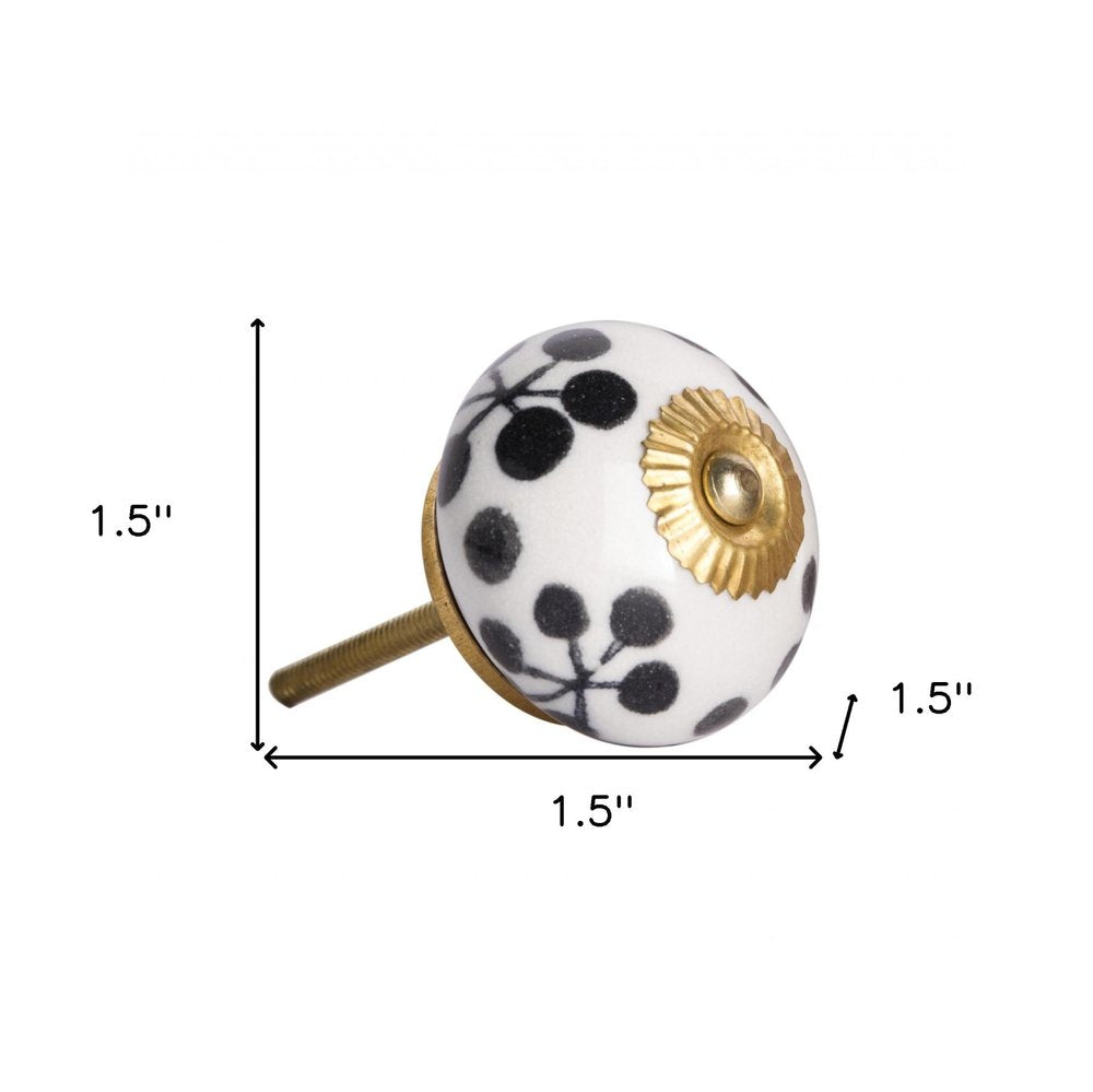 1.5" X 1.5" X 1.5" White Black And Yellow  Knobs 12 Pack HomeRoots