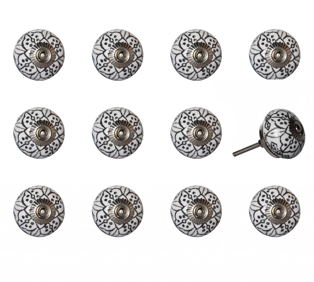 1.5" X 1.5" X 1.5" Black Gray And Silver  Knobs 12 Pack HomeRoots