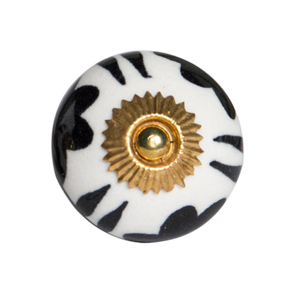 Set of Twelve White Teal And Gold Geometric Ceramic Drawer Pull Knobs HomeRoots