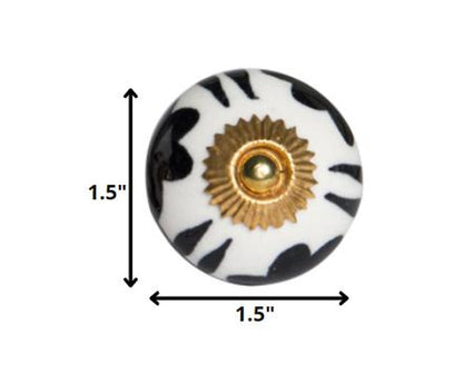 Set of Twelve White Teal And Gold Geometric Ceramic Drawer Pull Knobs HomeRoots