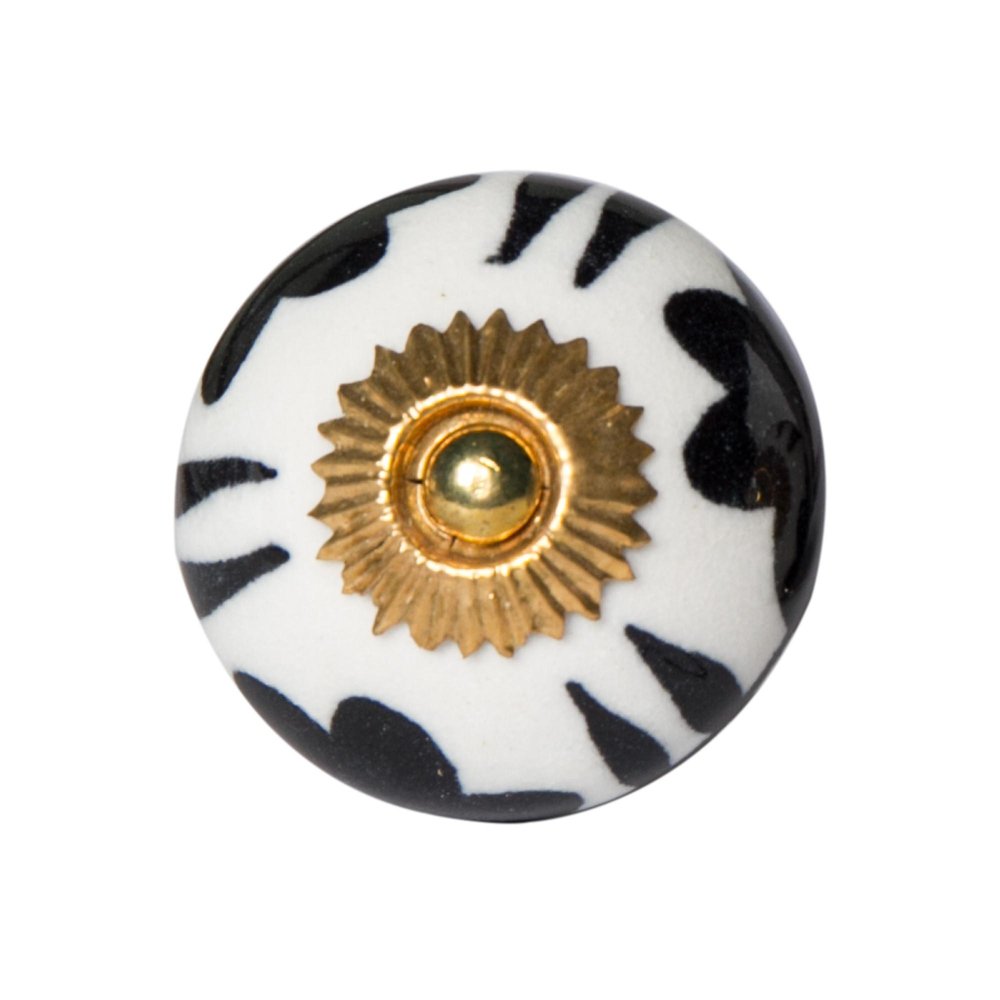 Set of Twelve White Teal And Gold Geometric Ceramic Drawer Pull Knobs HomeRoots