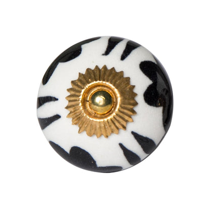 Set of Twelve White Teal And Gold Geometric Ceramic Drawer Pull Knobs HomeRoots