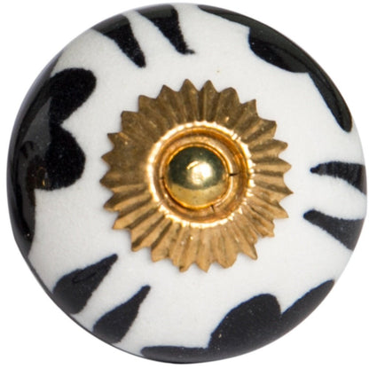 Set of Twelve White Teal And Gold Geometric Ceramic Drawer Pull Knobs HomeRoots