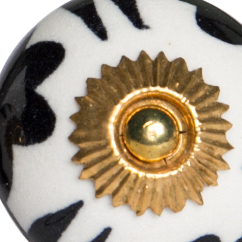 Set of Twelve White Teal And Gold Geometric Ceramic Drawer Pull Knobs HomeRoots