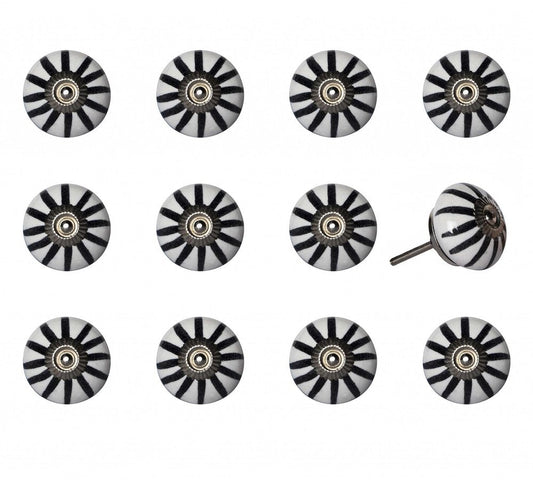 1.5" X 1.5" X 1.5" White Black And Silver  Knobs 12 Pack HomeRoots