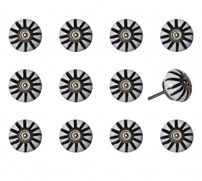 1.5" X 1.5" X 1.5" White Black And Silver  Knobs 12 Pack HomeRoots