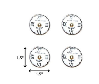 Set of Twelve Black White And Gold Clock Face Ceramic Drawer Pull Knobs HomeRoots