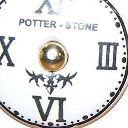 Set of Twelve Black White And Gold Clock Face Ceramic Drawer Pull Knobs HomeRoots