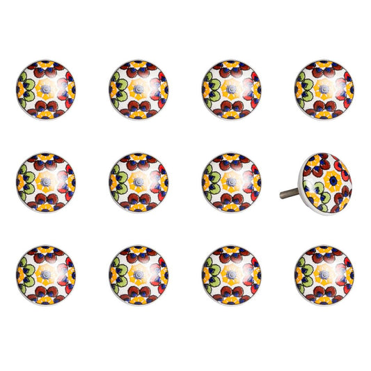 1.5" X 1.5" X 1.5" Yellow Blue And Red  Knobs 12 Pack HomeRoots