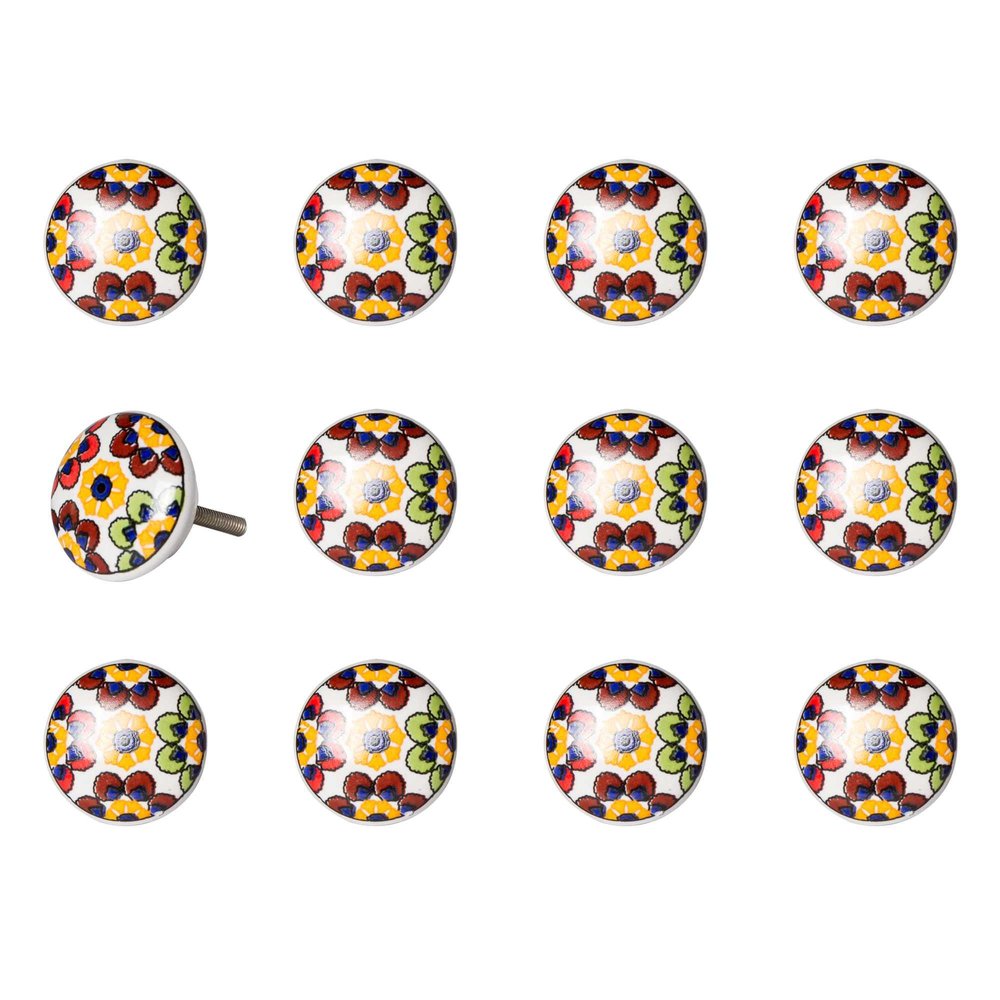 1.5" X 1.5" X 1.5" Yellow Blue And Red  Knobs 12 Pack HomeRoots