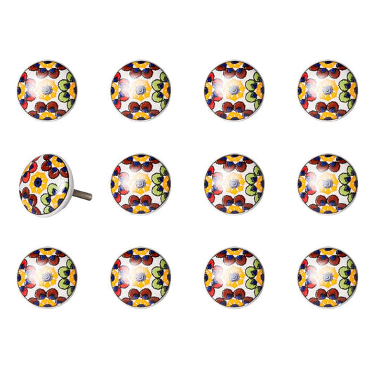 1.5" X 1.5" X 1.5" Yellow Blue And Red  Knobs 12 Pack HomeRoots