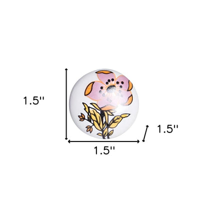 Set of Twelve Pink And White Floral Ceramic Drawer Pull Knobs HomeRoots