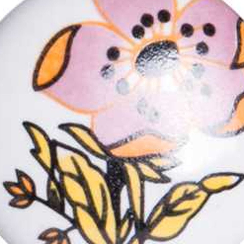 Set of Twelve Pink And White Floral Ceramic Drawer Pull Knobs HomeRoots