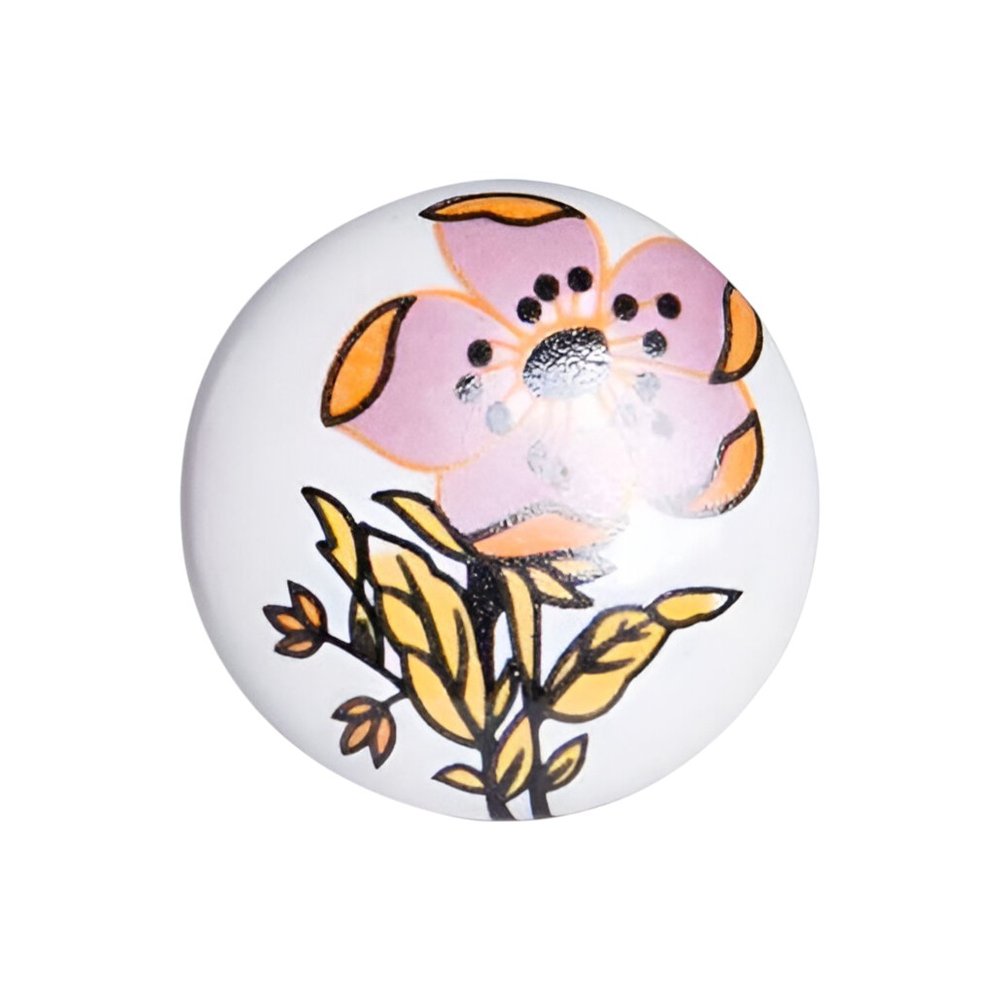 Set of Twelve Pink And White Floral Ceramic Drawer Pull Knobs HomeRoots