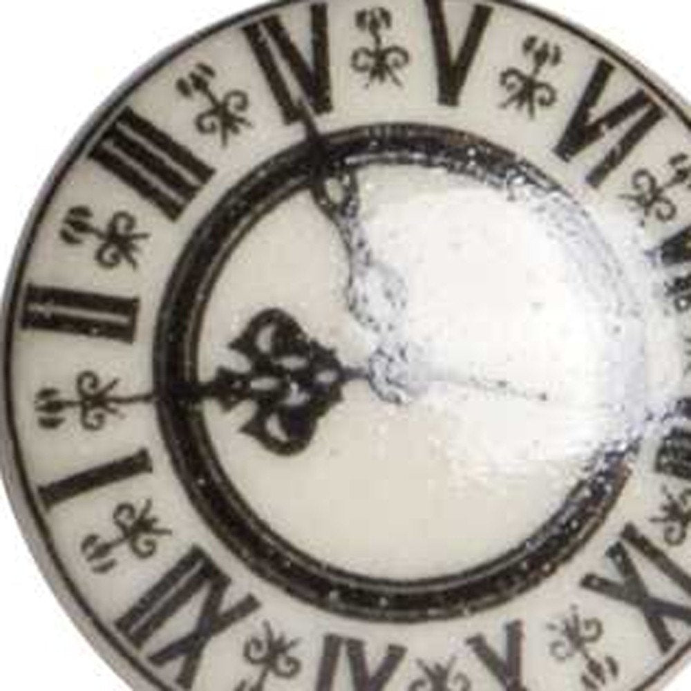 Set of Twelve Black And Gray Clock Face Ceramic Drawer Pull Knobs HomeRoots