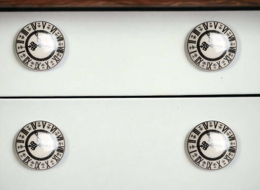 Set of Twelve Black And Gray Clock Face Ceramic Drawer Pull Knobs HomeRoots