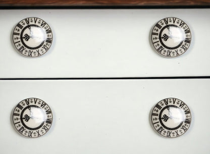 Set of Twelve Black And Gray Clock Face Ceramic Drawer Pull Knobs HomeRoots
