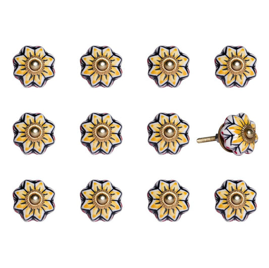 1.5" X 1.5" X 1.5" Yellow Blue And Red  Knobs 12 Pack HomeRoots