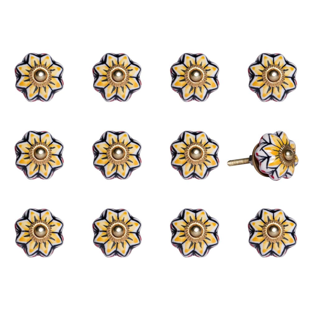 1.5" X 1.5" X 1.5" Yellow Blue And Red  Knobs 12 Pack HomeRoots