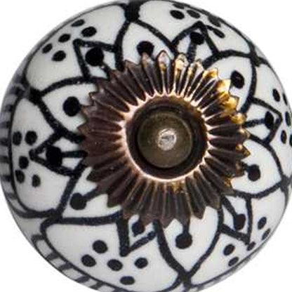 Set of Twelve Black And White Floral Ceramic Drawer Pull Knobs HomeRoots