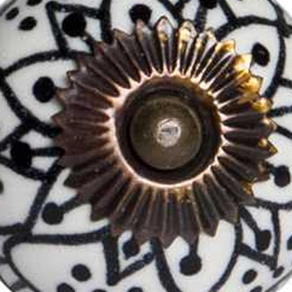 Set of Twelve Black And White Floral Ceramic Drawer Pull Knobs HomeRoots