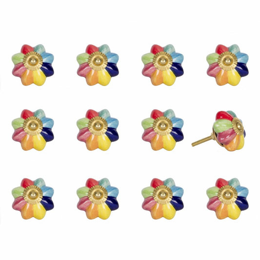 1.5" X 1.5" X 1.5" Green Blue Red And Yellow  Knobs 12 Pack HomeRoots