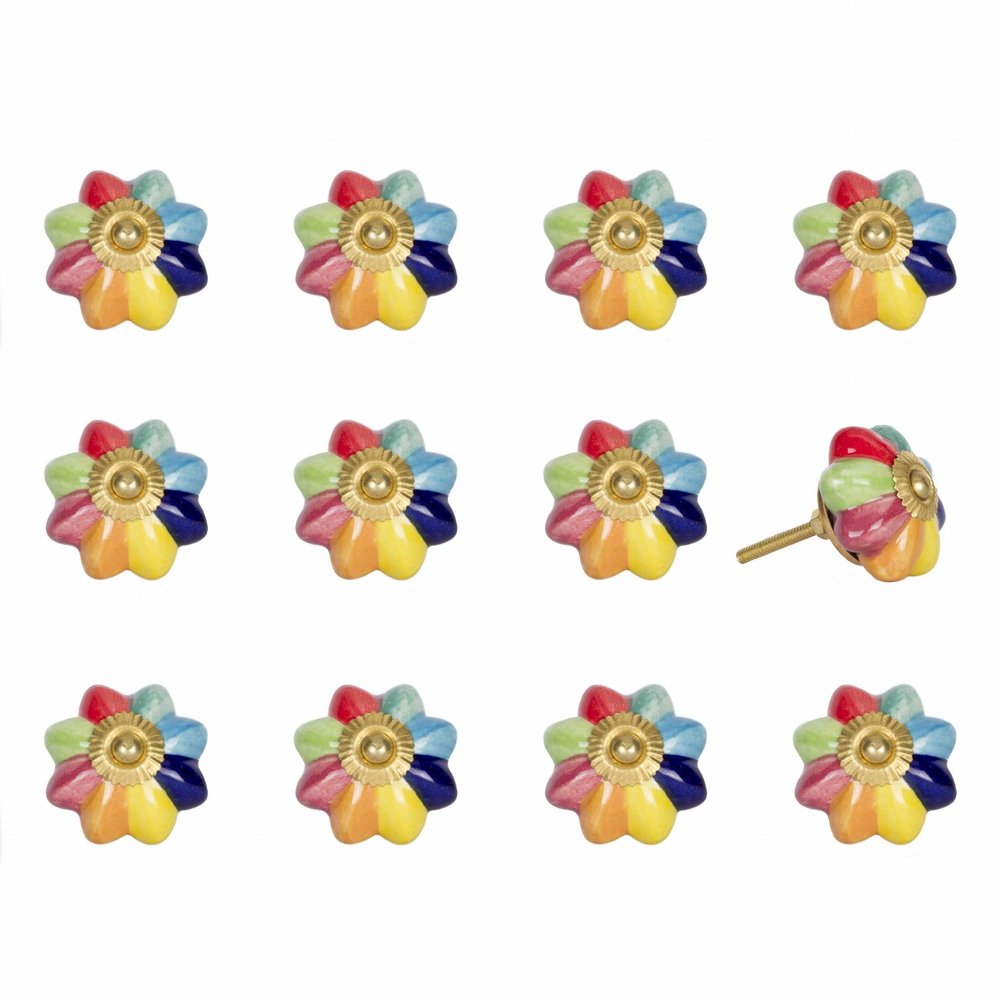 1.5" X 1.5" X 1.5" Green Blue Red And Yellow  Knobs 12 Pack HomeRoots