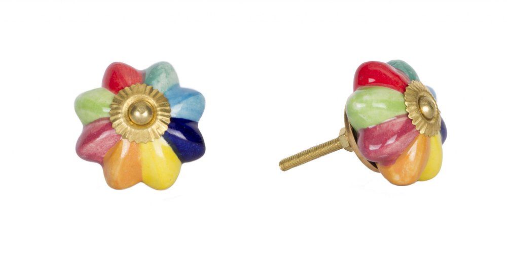 1.5" X 1.5" X 1.5" Green Blue Red And Yellow  Knobs 12 Pack HomeRoots