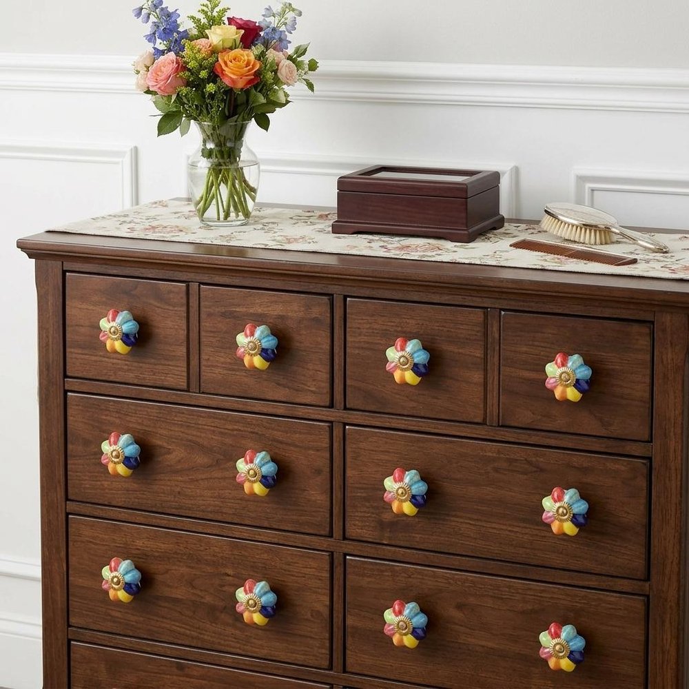 1.5" X 1.5" X 1.5" Green Blue Red And Yellow  Knobs 12 Pack HomeRoots