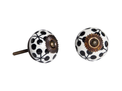 Set of Twelve Black White And Copper Ceramic Geometric Drawer Pull Knobs HomeRoots