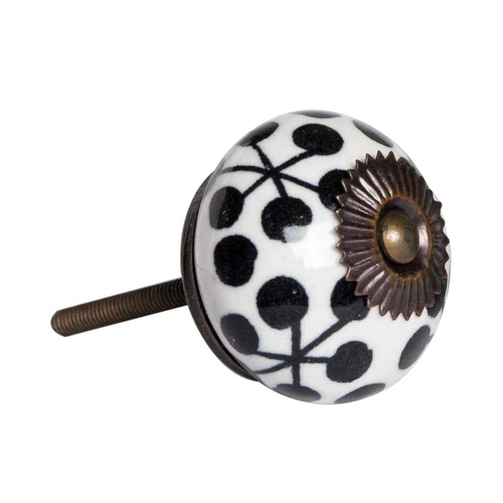 Set of Twelve Black White And Copper Ceramic Geometric Drawer Pull Knobs HomeRoots