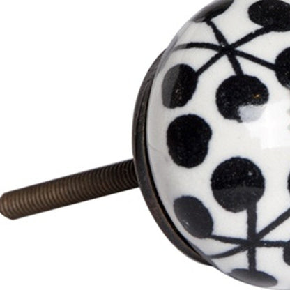 Set of Twelve Black White And Copper Ceramic Geometric Drawer Pull Knobs HomeRoots