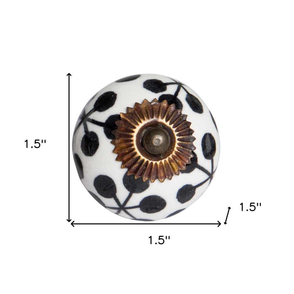 Set of Twelve Black White And Copper Ceramic Geometric Drawer Pull Knobs HomeRoots