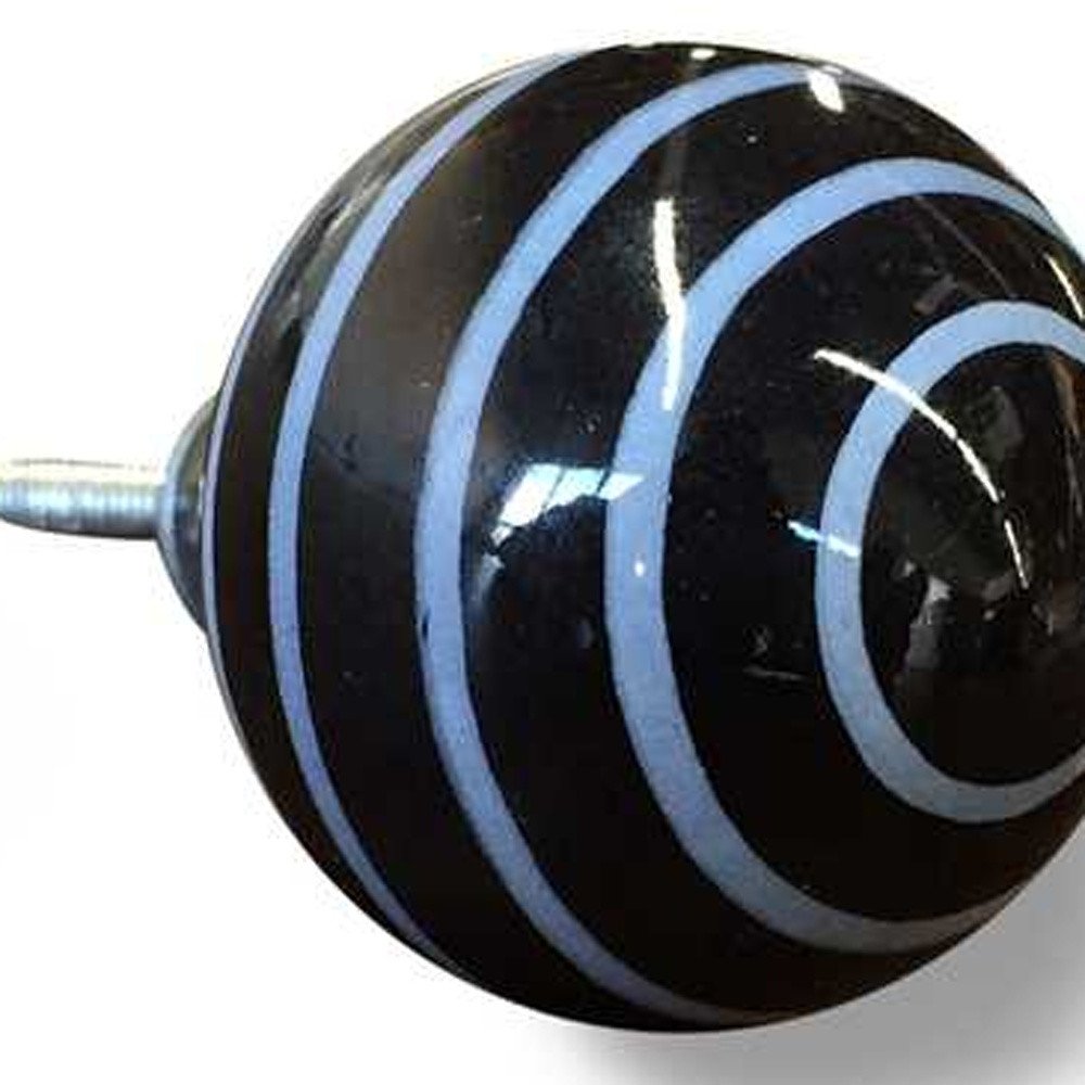 Set of Twelve Blue And Black Ceramic Drawer Pull Knobs HomeRoots