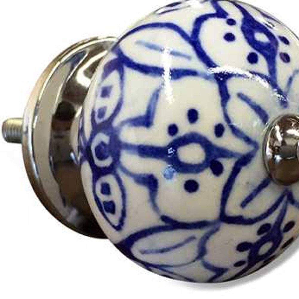 Set of Twelve Blue And White Ceramic Drawer Pull Knobs HomeRoots