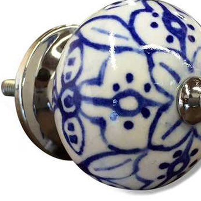 Set of Twelve Blue And White Ceramic Drawer Pull Knobs HomeRoots