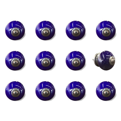 Set of Twelve Navy Blue Ceramic Drawer Pull Knobs HomeRoots