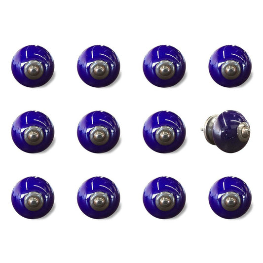 Set of Twelve Navy Blue Ceramic Drawer Pull Knobs HomeRoots