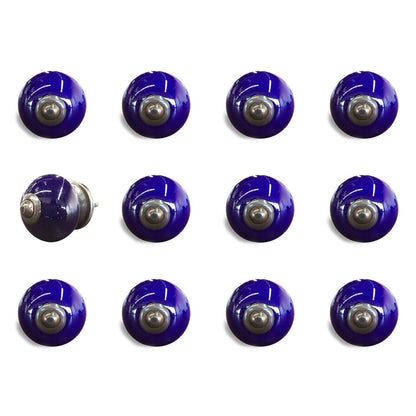 Set of Twelve Navy Blue Ceramic Drawer Pull Knobs HomeRoots