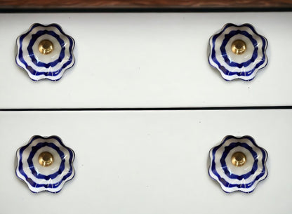 Set of Twelve Blue White And Copper Floral Ceramic Drawer Pull Knobs HomeRoots