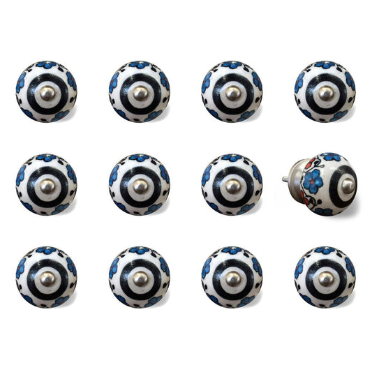 1.5" X 1.5" X 1.5" White Black And Navy  Knobs 12 Pack HomeRoots