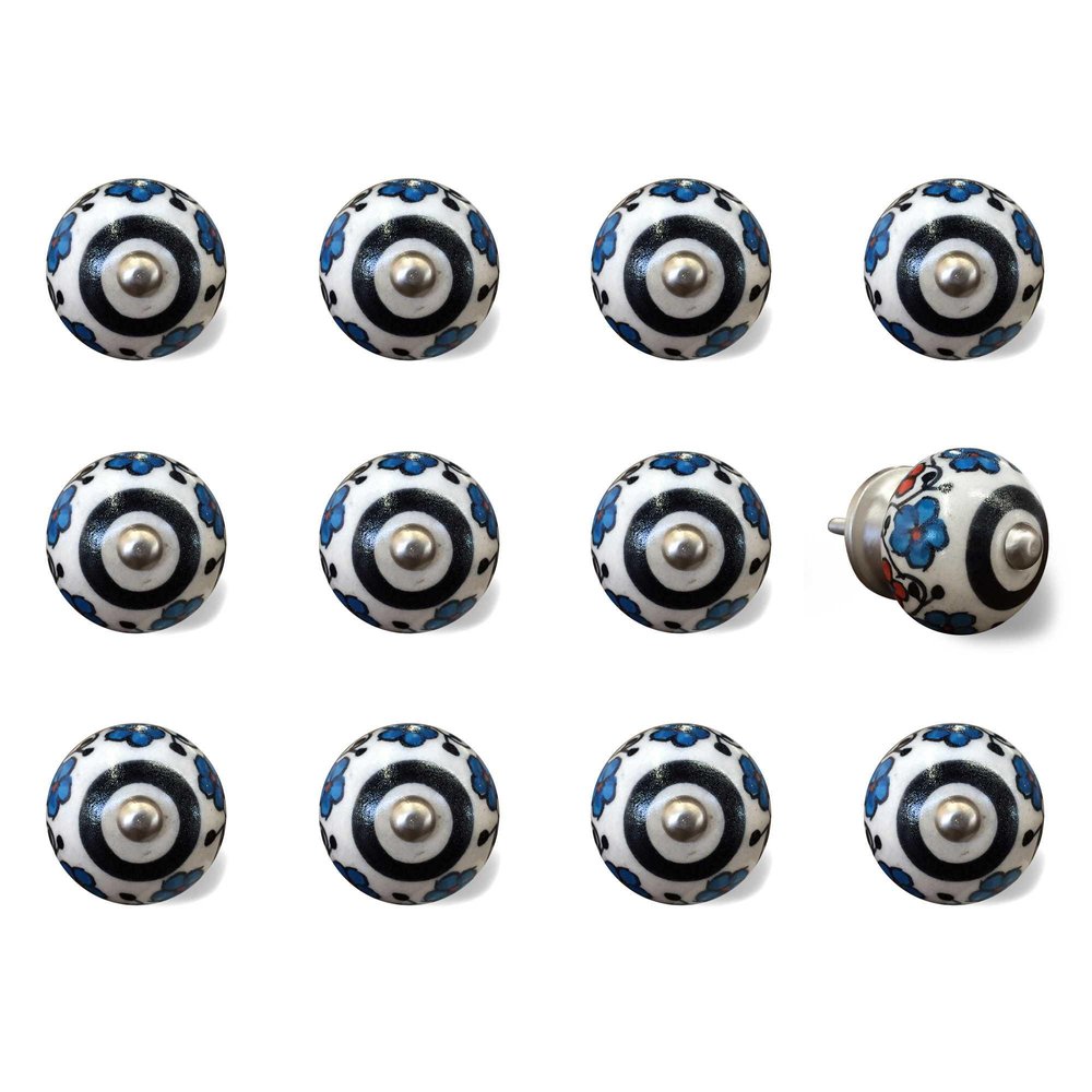 1.5" X 1.5" X 1.5" White Black And Navy  Knobs 12 Pack HomeRoots