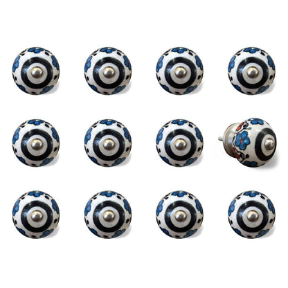 1.5" X 1.5" X 1.5" White Black And Navy  Knobs 12 Pack HomeRoots