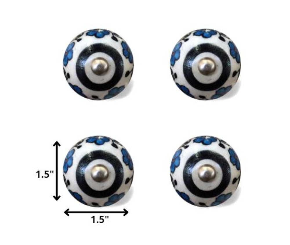 1.5" X 1.5" X 1.5" White Black And Navy  Knobs 12 Pack HomeRoots