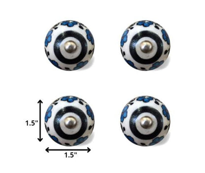 1.5" X 1.5" X 1.5" White Black And Navy  Knobs 12 Pack HomeRoots
