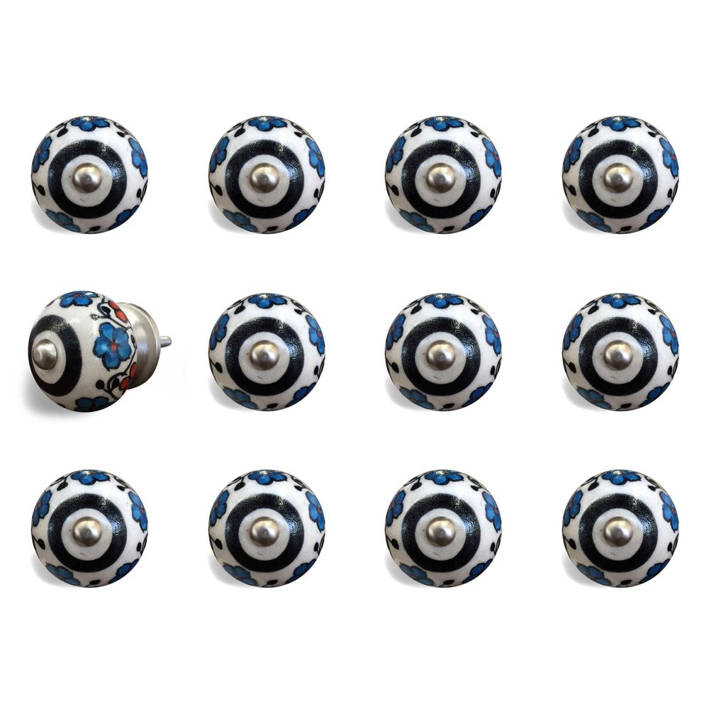 1.5" X 1.5" X 1.5" White Black And Navy  Knobs 12 Pack HomeRoots