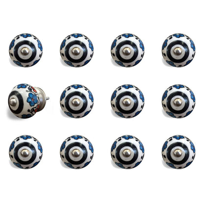 1.5" X 1.5" X 1.5" White Black And Navy  Knobs 12 Pack HomeRoots