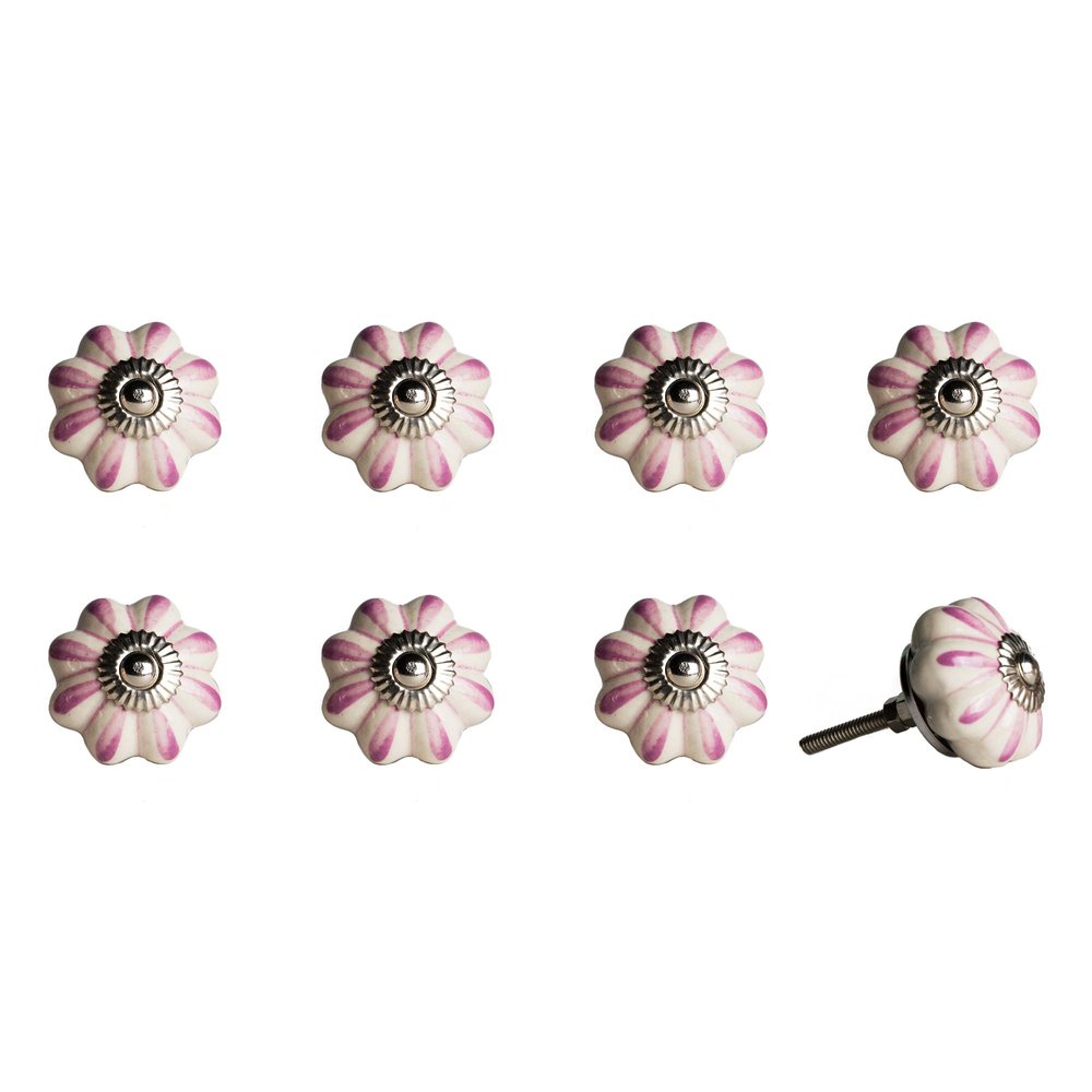 Set of Eight Gray And Cream Ceramic Drawer Pull Knobs HomeRoots